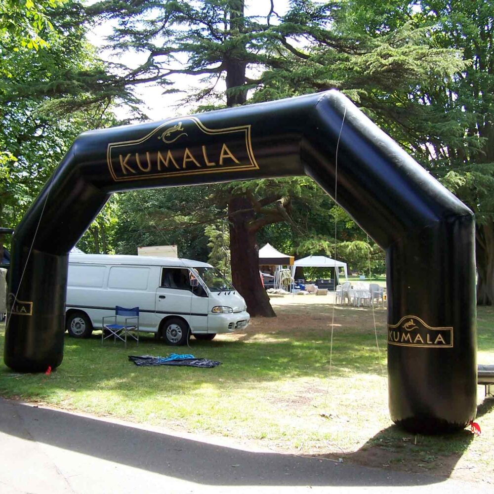 Kumala inflatable arch in a camping area