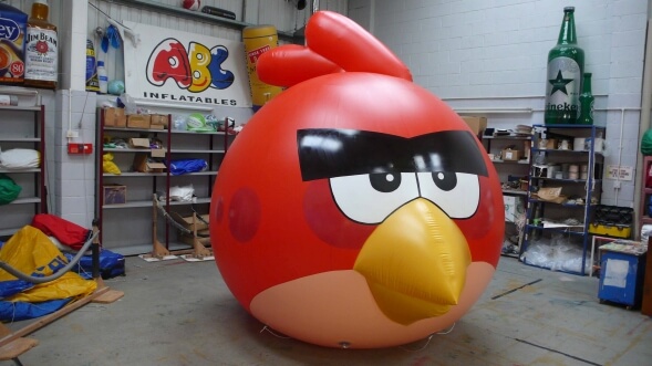 inflatable angry bird in workshop